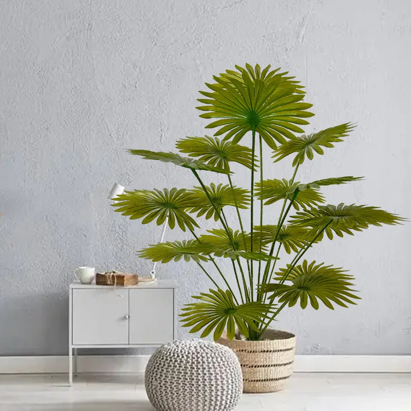 1PC 54-100CM Large Artificial Palm Tree Fake Tropical Plants Fall Winter Leaves Plastic Banyan Tree for Garden Home