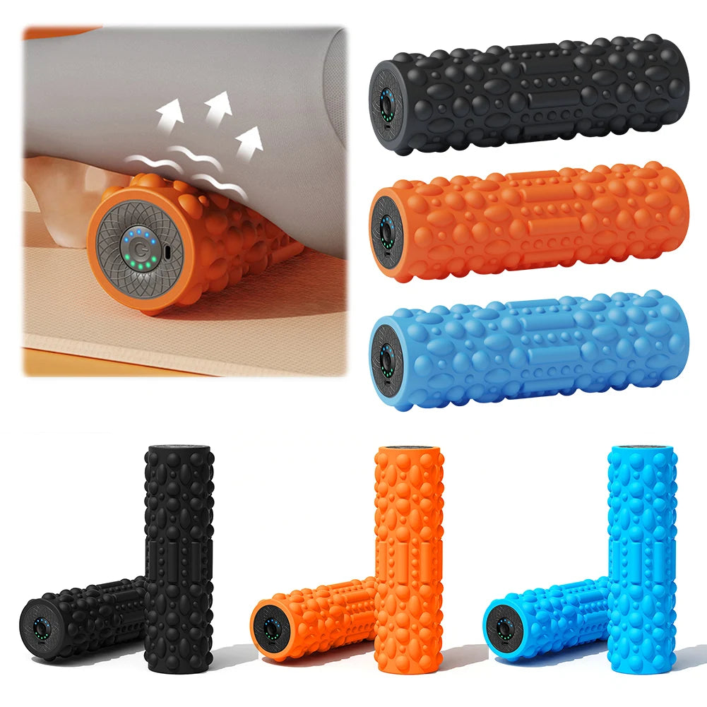 Electric Vibrating Foam Roller Yoga Column Rechargeable Exercise Roller 5 Modes Muscle Roller for Yoga Pilates - Foam