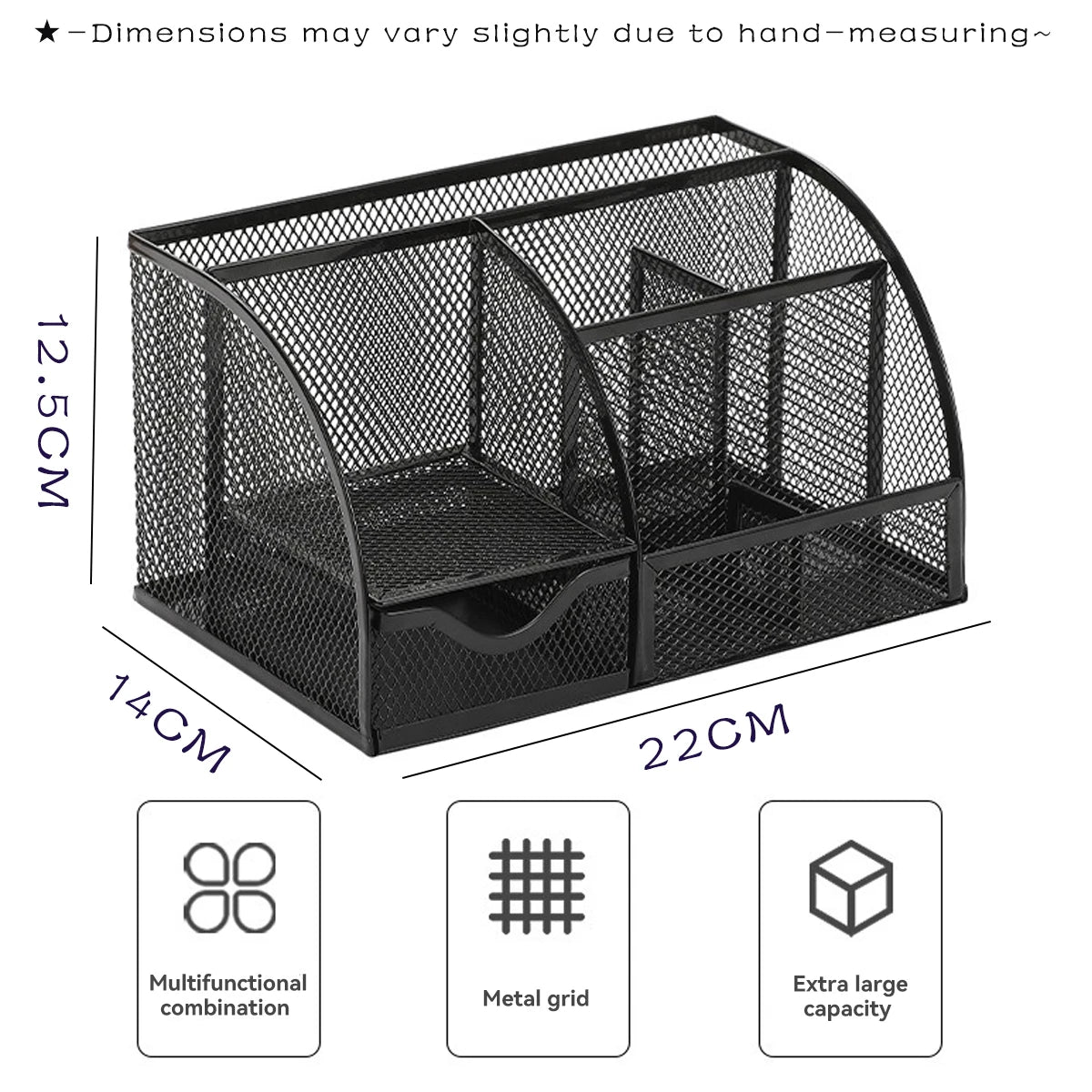 Seven-grid Multi-functional Combination Pen Holder Metal Hollowing Process Korean Stationery Desktop Storage