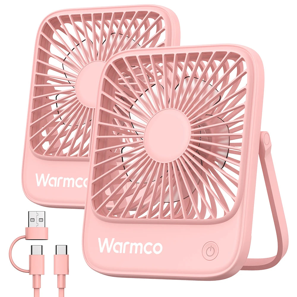 USB Desk Fan 2Pack,USB C Corded Powered Personal Fan,Strong Airflow Quiet,180° Tilt Folding 3 Speeds Wind Small USB