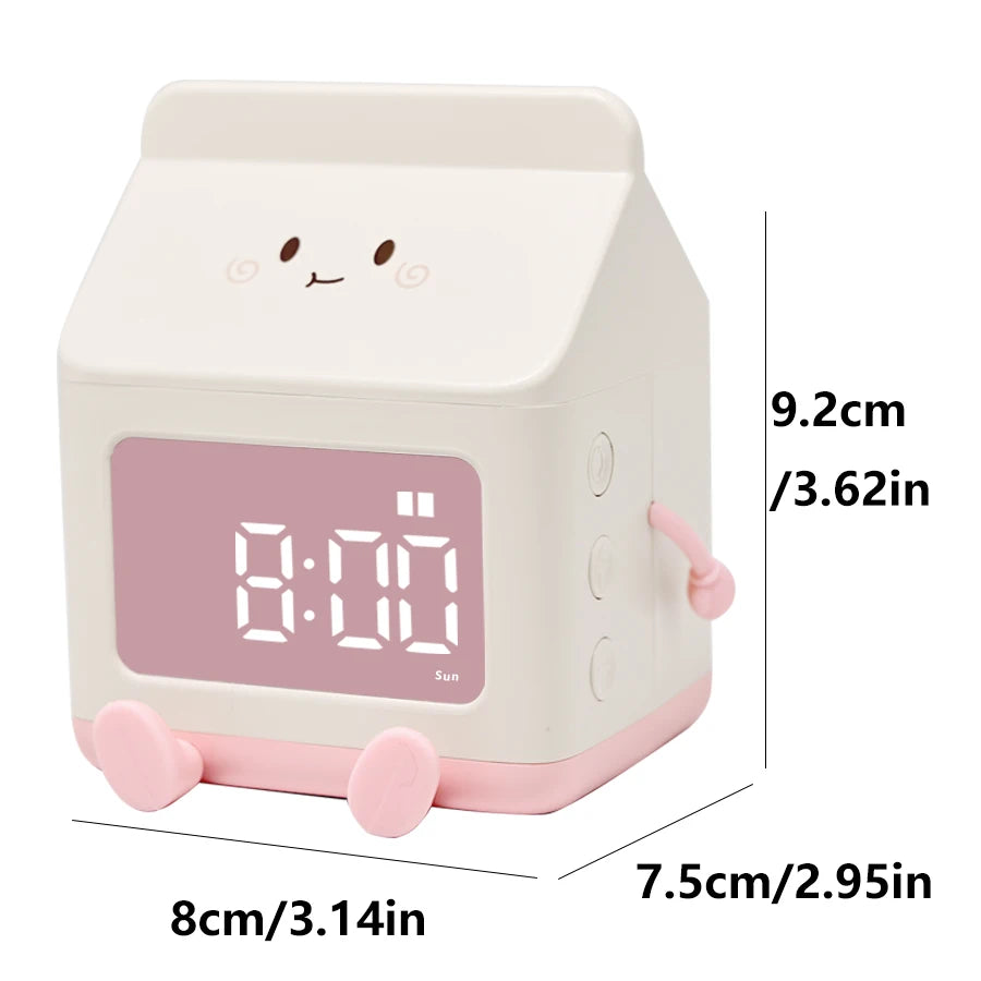 1pc new multi-functional LED milk carton alarm clock can display the time/date with voice control mode