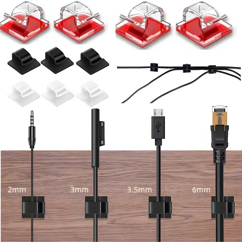 10/30PCS Self-adhesive Cable Organizer Clips Wire Winder Holder Earphone Mouse Cord Clip Protector Cable Management