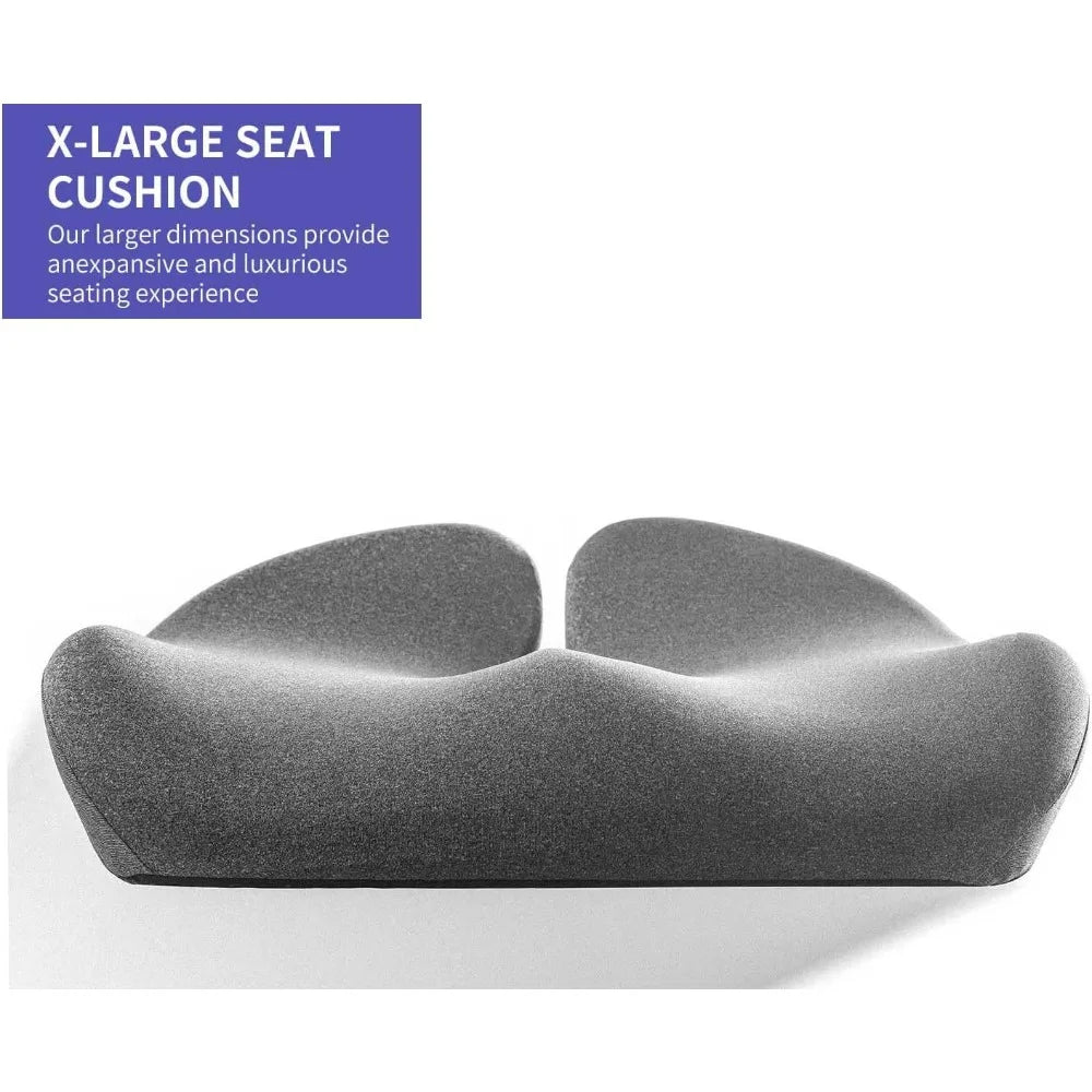 X-Large Gel Infused High Density Foam Seat Cushion for Office Chair Kitchen Chair Car Seats - Elevate Your Seat - Gray