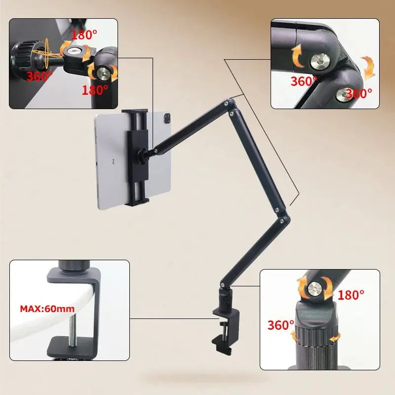 For Phones Tablets Online Live Office Stand 4.7-17.3Inch Desktop Fixed Rotating Three-Fold Adjustable Telescopic