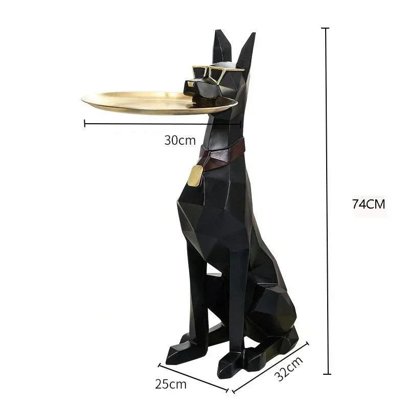 Giant Doberman Figure Side Table Large Dog Statue Plate Doberman Sculptures Luxury Living Room Decoration Home Decor