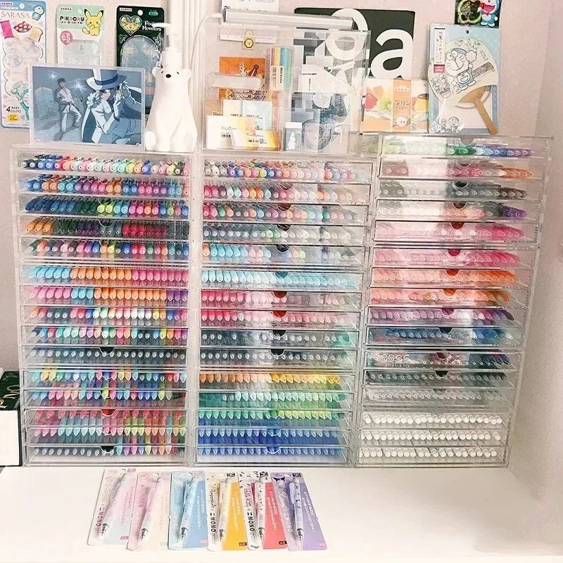 High Capacity Acrylic Marker Pen Holder Colored Pencil Storage Box Transparent Organizer for Kid Case Painting School