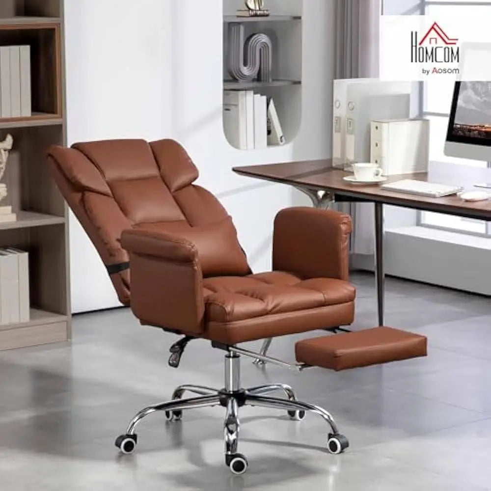 Executive Office Chair with Footrest and Lumbar Support PU Leather Ergonomic Offices Desks Chairs Reclining and Swivel