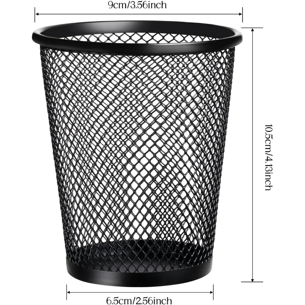 12 pcs pen holder mesh pen cup bulk metal pencil cup holder for desk black organizer round office classroom for back