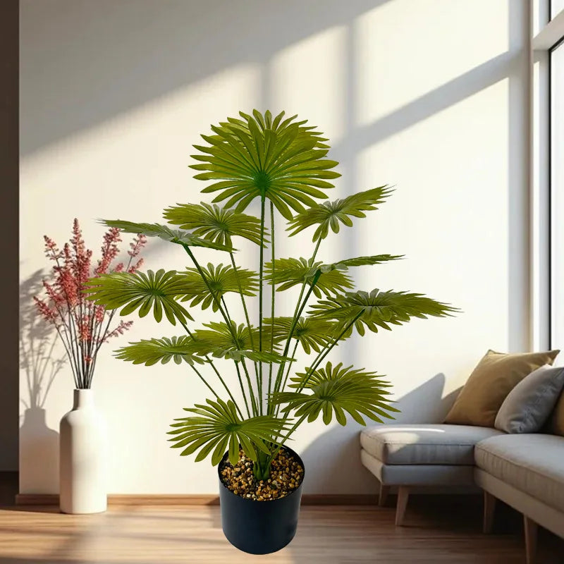 1PC 54-100CM Large Artificial Palm Tree Fake Tropical Plants Fall Winter Leaves Plastic Banyan Tree for Garden Home