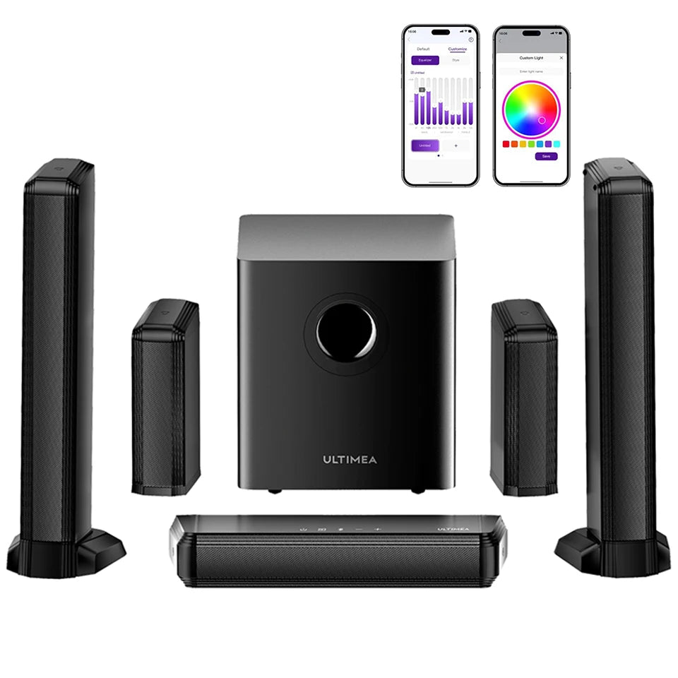 ULTIMEA 7.1 Surround Sound Bar with 2 Surround Speakers & 6.5’’ Subwoofer Surround Sound System for TV with RGB APP
