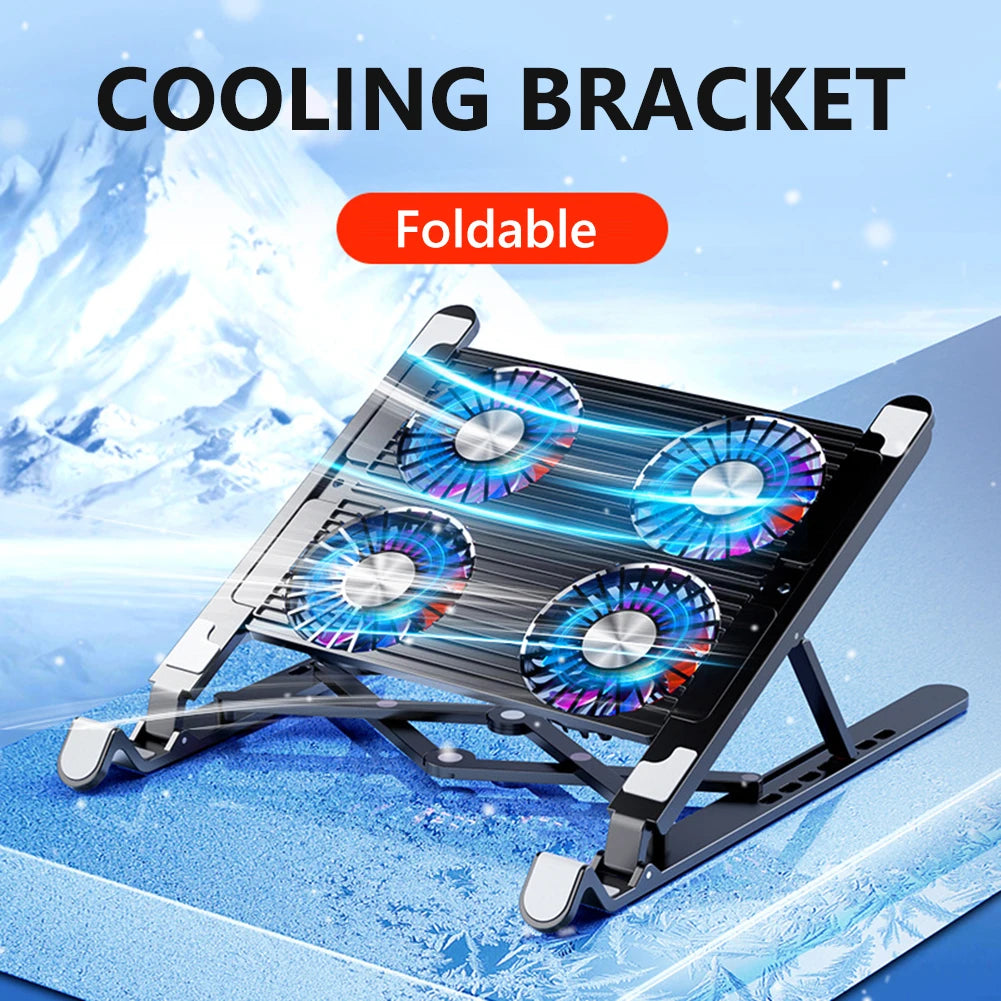 Laptop Cooling Pad with 2/4 Fans Foldable Notebook Stand RGB Silent Gaming Laptop Cooler Fan 7 Height for 11-17.3 Inch