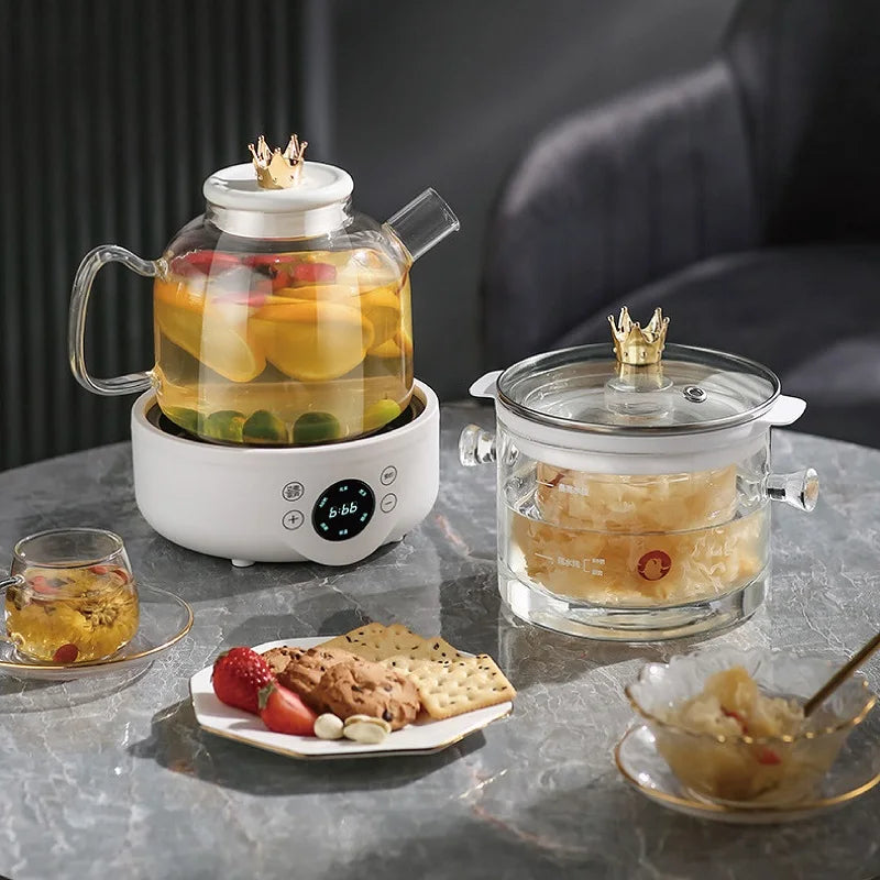 110V/220V Health Kettle Glass Tea Maker Bird’s Nest Multi-Function Office 9.5h Appointment Flower Teapot 1.5L Electric