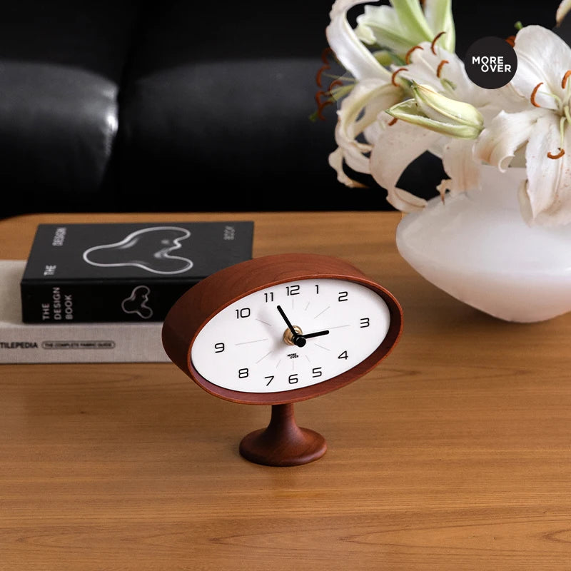 Retro desktop clock living room bedroom solid wood decoration light luxury silent home decor