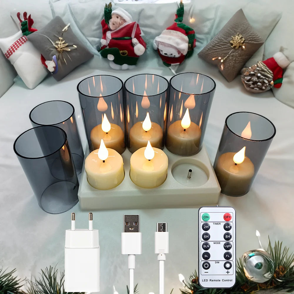 FPOO Rechargeable Candles Flameless Tea Light With Remote Control Timer LED Lighting Lamp For Home Decor Holiday