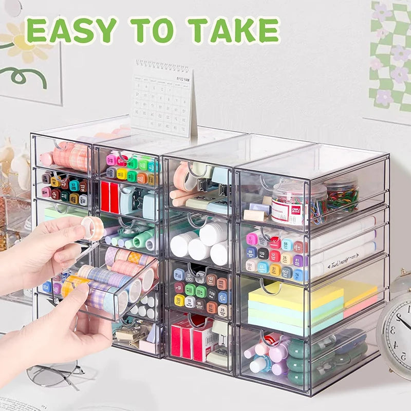 Transparent marker pen storage box desktop stationery pen holder storage box for watercolor painting pens.