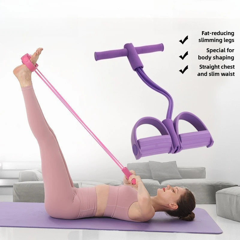 4-Tube Resistance Band Multi Function Tension Rope Fitness Bands 4-Tube Elastic Yoga Pedal Puller For Sports Exercises