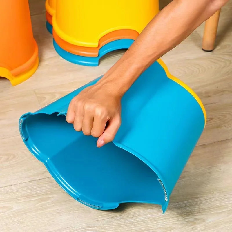 2025 footstool Non-slip square stool Thickened plastic Small bench bathroom stool