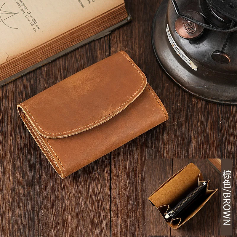 Vintage Crazy Horse Leather Credit Card Holder Wallet Mens Real Cowhide Slim ID VIP Business Cards Case Bag Small Coins