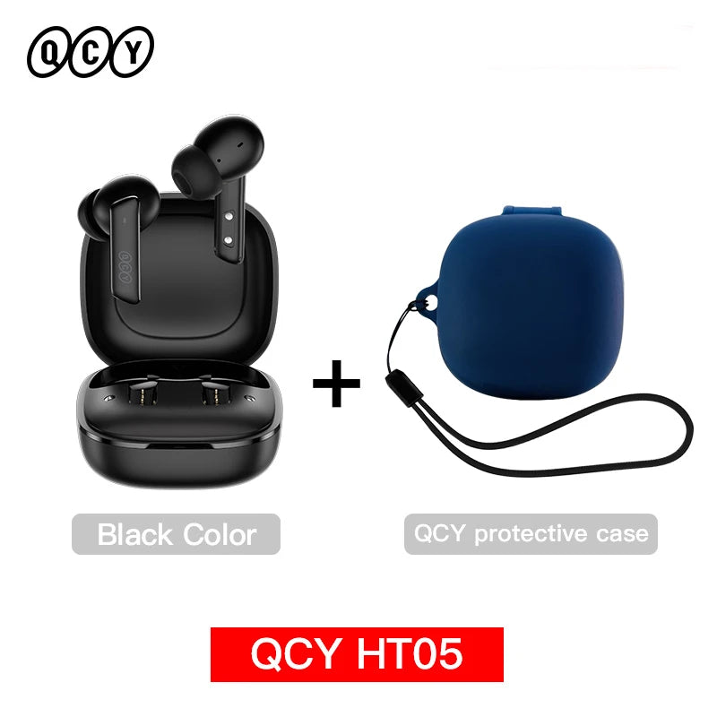 QCY HT05 ANC Wireless Earphone 40dB Noise Cancelling Bluetooth 5.2 Headphone 6 Mic ENC HD Call TWS Earbuds Transparency