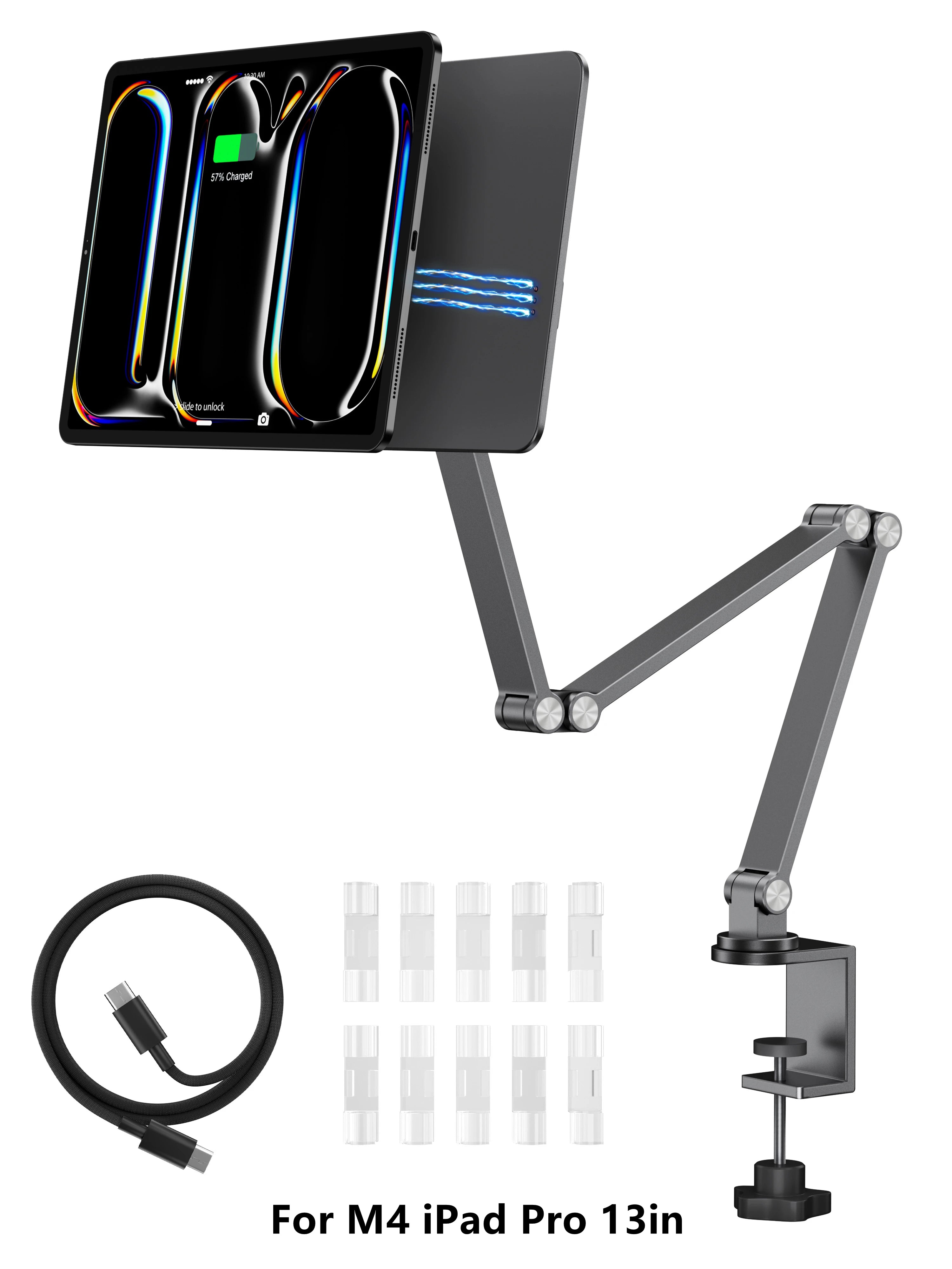 LULULOOK Magnetic Wireless Charger Stand For iPad Pro M5 M4 13/12.9/11/M2 iPad Air 5/4 Foldable Arm Holder Aluminum