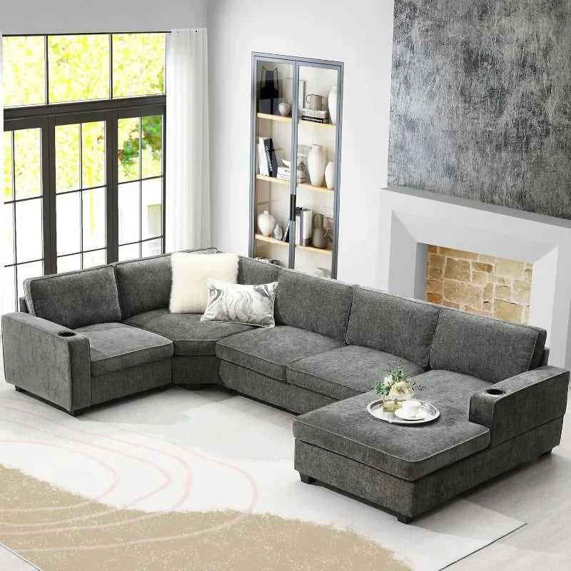 modern-u-shaped-cloud-couch-set-6-seat-chenille-sectional-sleeper-sofa-with-cup-holders-chaise