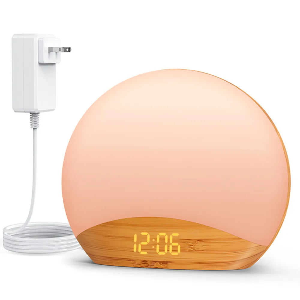Awakening Wake Up Sunrise Alarm Clock Table Clock Dimmable with 3 Ring 8 Nightlight 26 Sound Sleep Timer Night Light