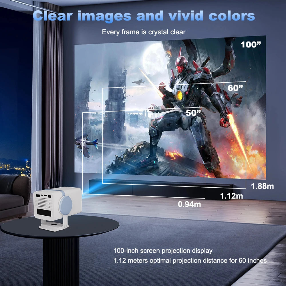DESS 2025 new portable projector Android 13 HD quality projector dual WiFi6 mini home theater projector can be rotated