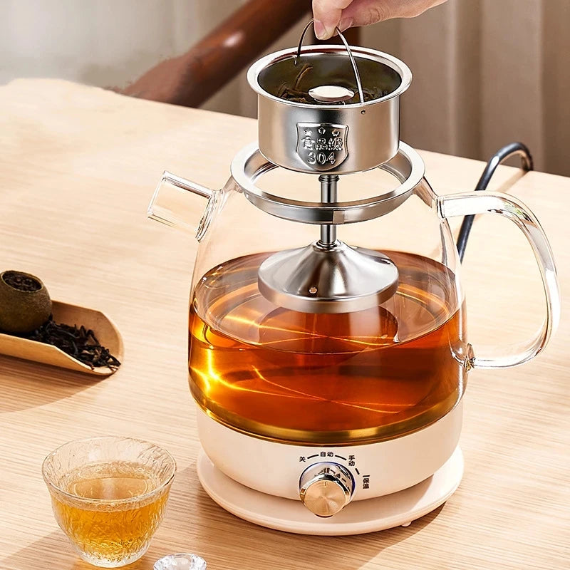 1000ml Black Tea Tea Maker Glass Electric Kettle Pu’er Steamed Tea Automatic Keep Warm Tea Kettle 4 Gear Temperature