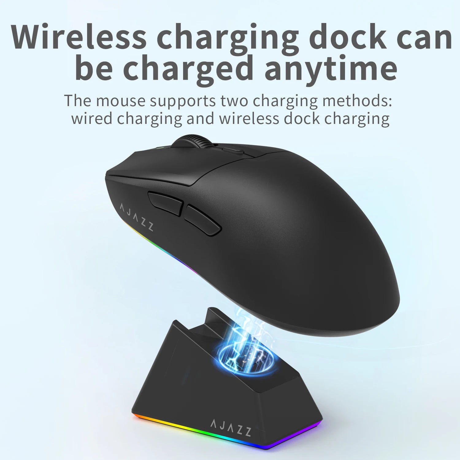 AJAZZ AJ139 V2 MC Wireless Mouse Three-Mode Gaming Office Professional Right-Hand Gaming Magnetic Stand Charger PAW3395