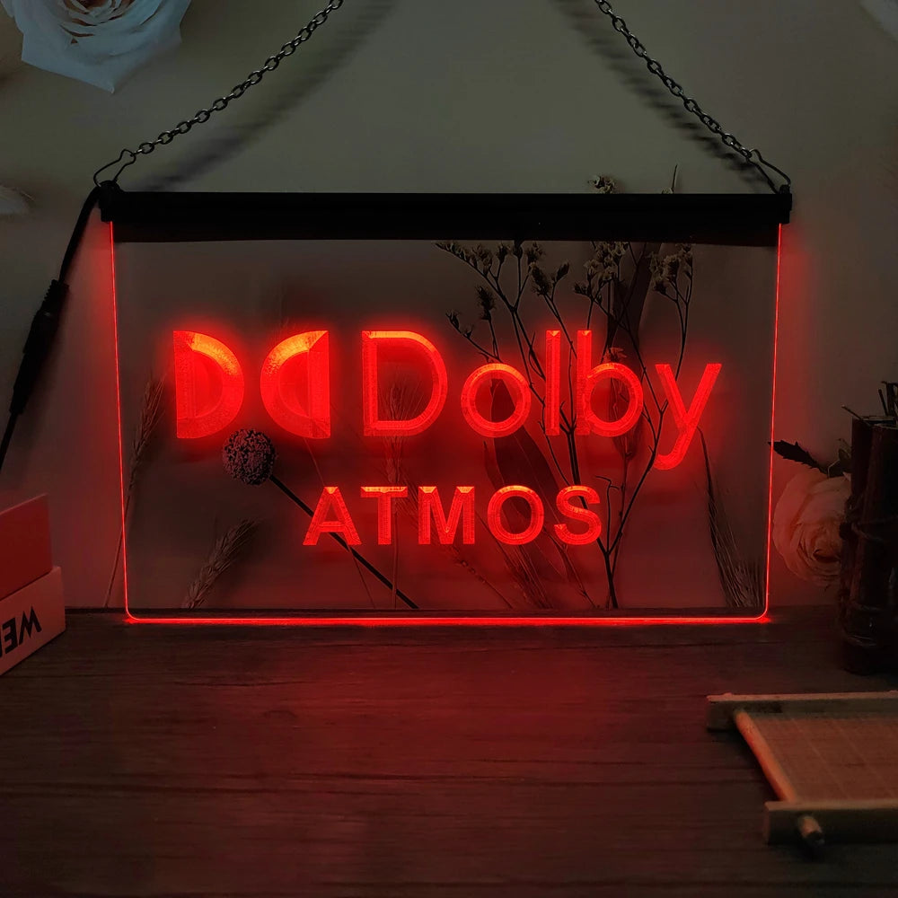 Dolby Atmos LED Neon Sign-3D Carving Wall Art for Home,Room,Bedroom,Office,Farmhouse Decor - Red / UK-30x20cm
