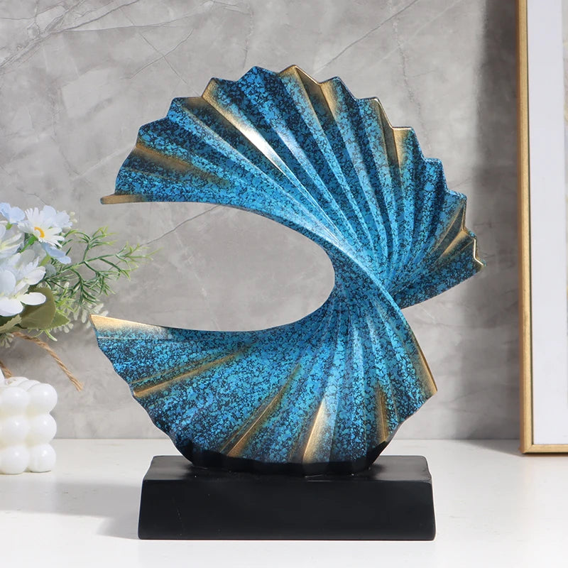 Golden Wave Resin Craft Sculpture - Abstract Art Home Decor Figurine Bedroom Living Room and Study Desktop Decorations