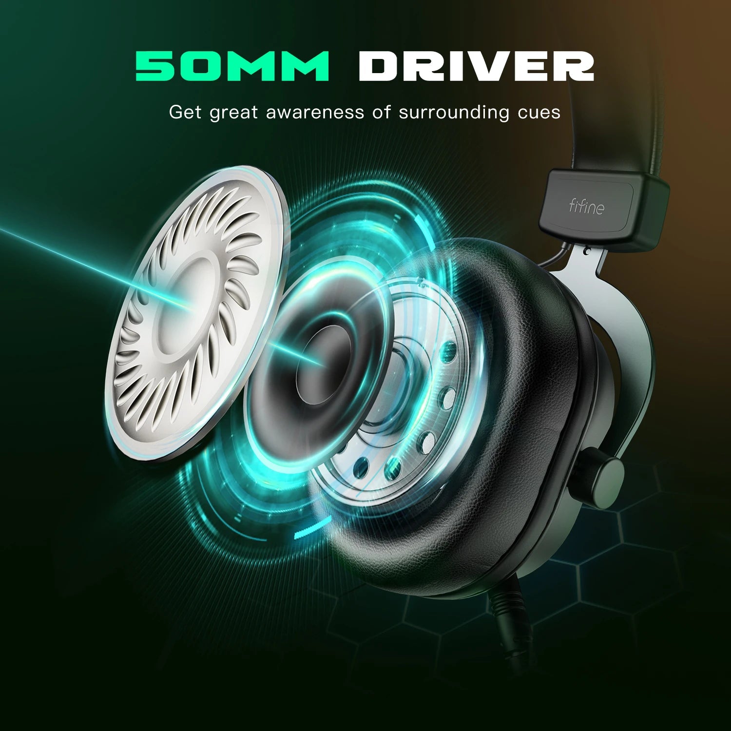 Fifine Dynamic RGB Gaming Headset with Mic Over-Ear Headphones 7.1 Surround Sound PC PS4 PS5 3 EQ Options Game Movie
