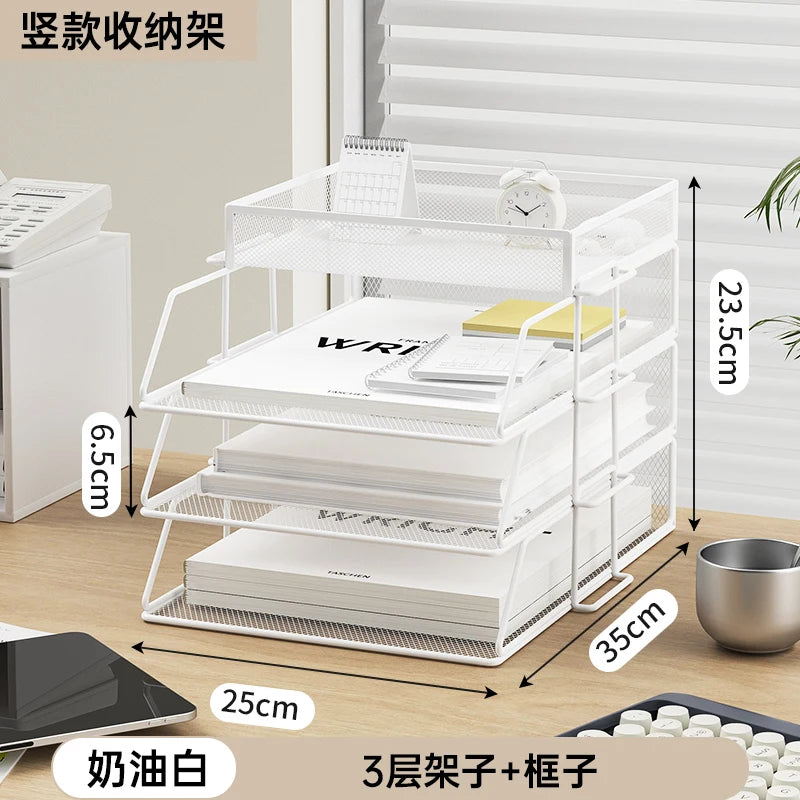Office File Box Desktop A4 Document Organizer Stackable Laminated Papers Rack All-purpose Bathroom Storage Tray