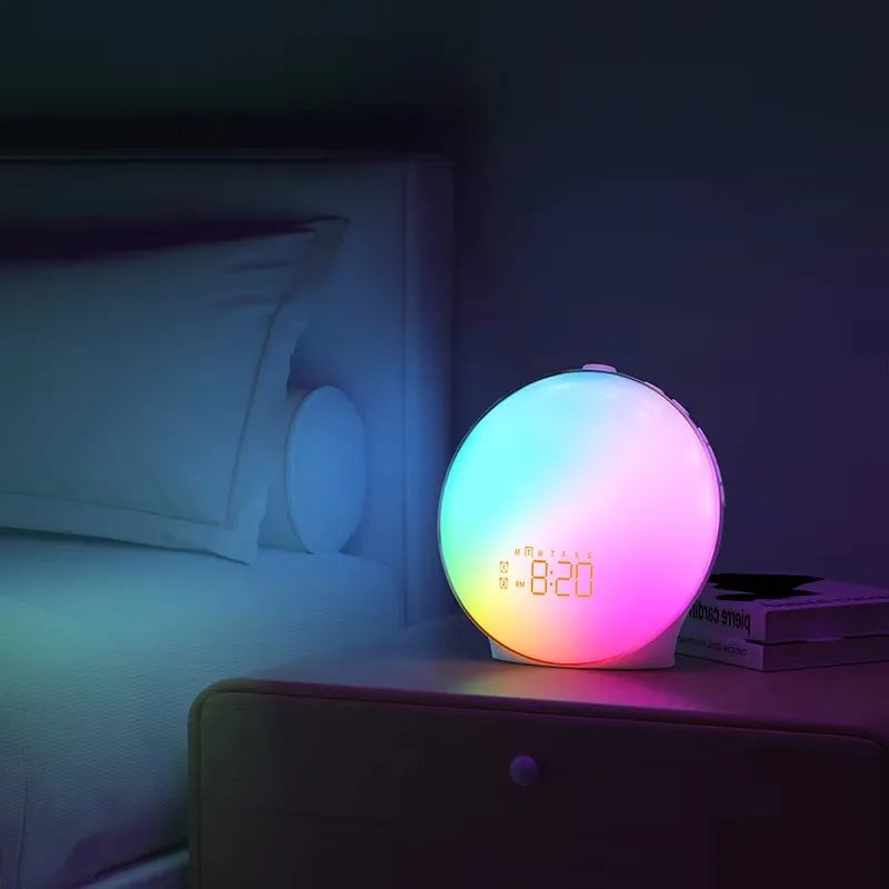 Wake Up Light Sunrise Alarm Clock with Night Light FM Radio Natural Sounds Desk Clock for Heavy Sleepers Bedroom Sleep