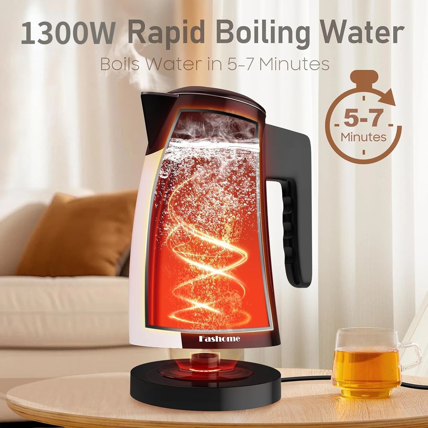 Kitchen 1.25L Coffee Electric Kettle Stainless Steel Hot Water Boiler Temperature Control Fashome Electric Kettle 1300W