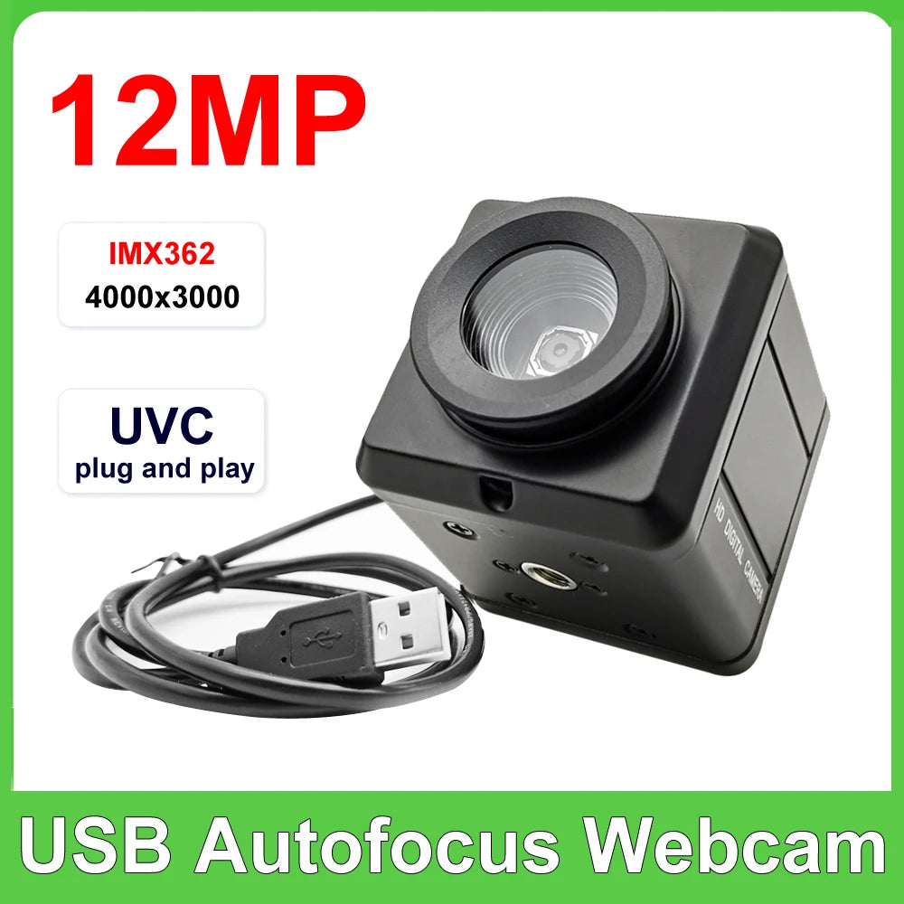 Industrial 12MP USB Webcam CCD IMX362 Sensor Autofocus Mini Usb Box Camera OTG UVC Plug and Play For Meeting Document