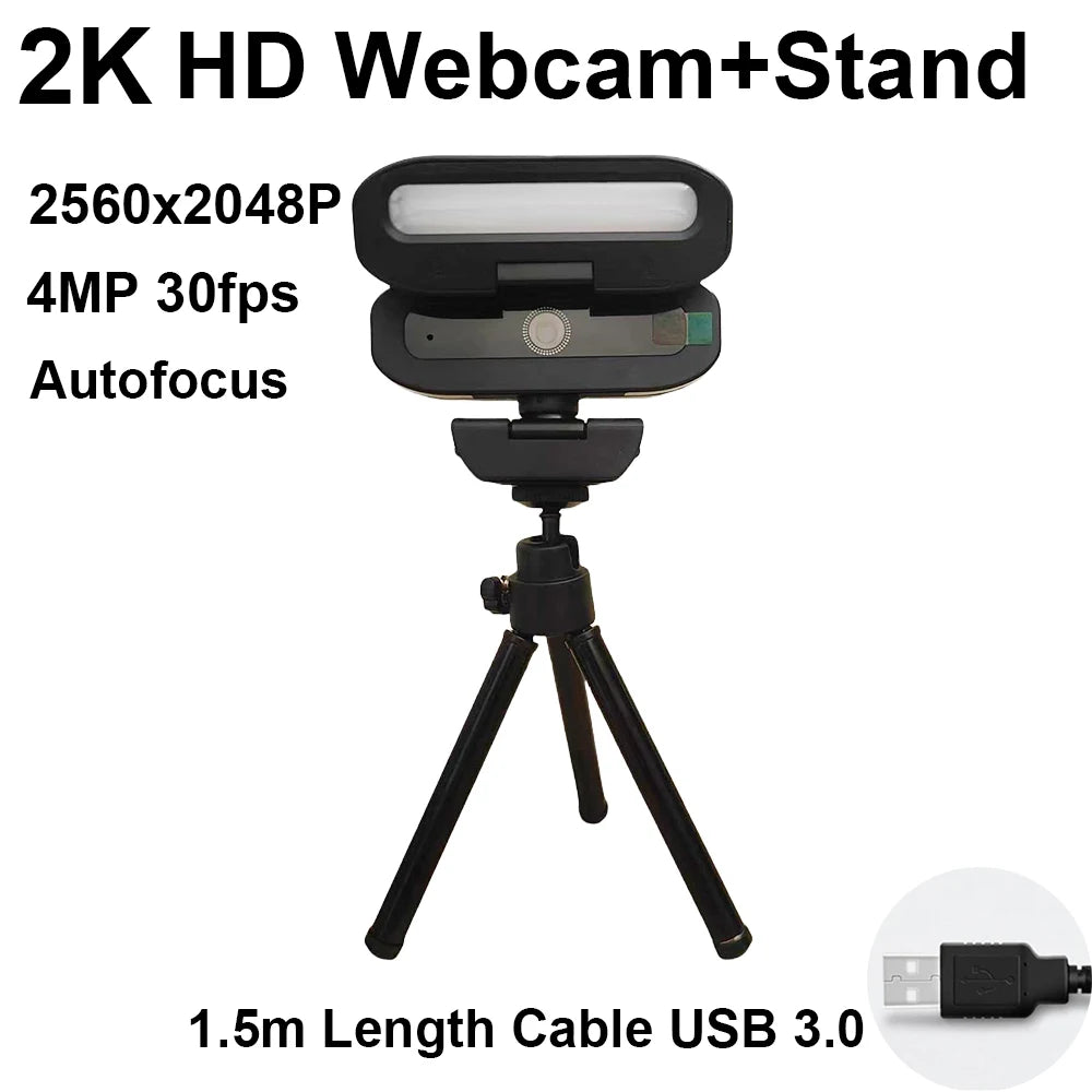 Full 4K HD Webcam LED Fill Light for Live webcast Meeting Gamer Camera Privacy Cover USB 3.0 Compatible Plug Work Auto