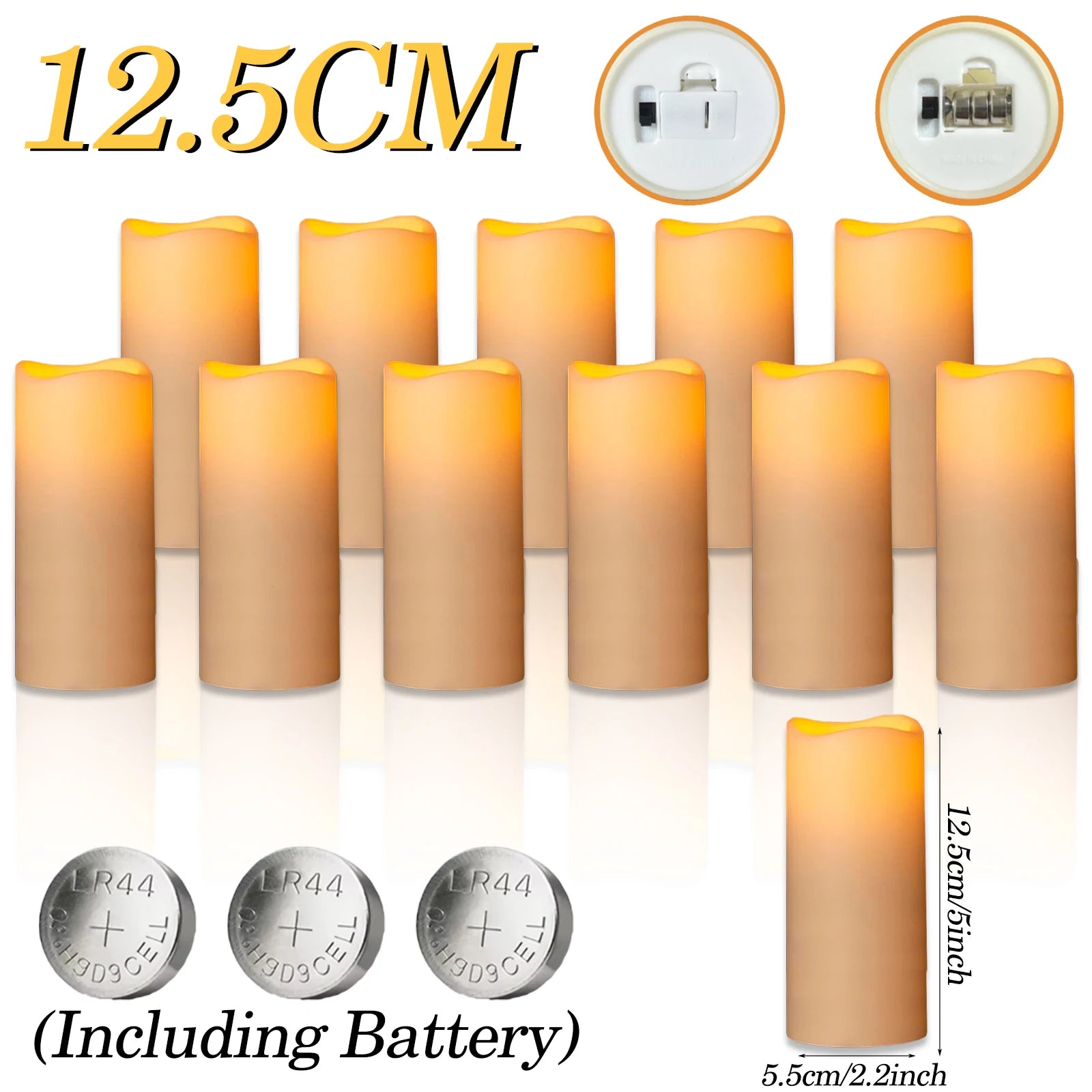 180-9Pcs Artificial Candles LED Flameless Candles for Wedding Led Candle Pillar Candles Flickering Candle