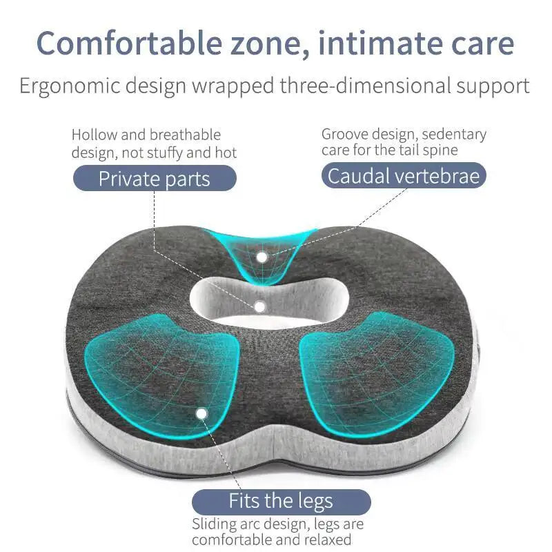 Memory Foam Office Chair Cushion Car Seat Support Waist Pillow Massage Lumbar Orthopedic Pillow Buttock Coccyx Cushion