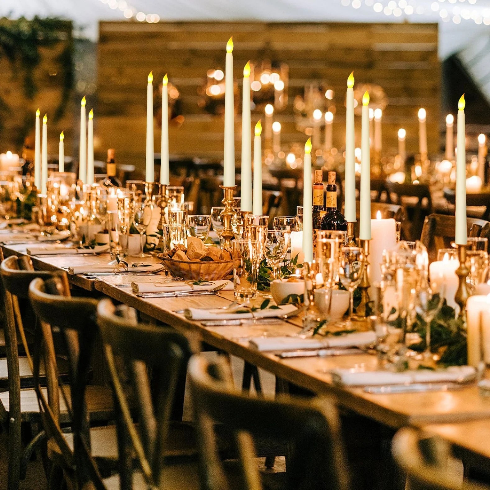 12-200Pcs Flameless Taper Candles Wedding Flickering LED Candles with 3D Wick Battery Operated Candles Party Home Fake