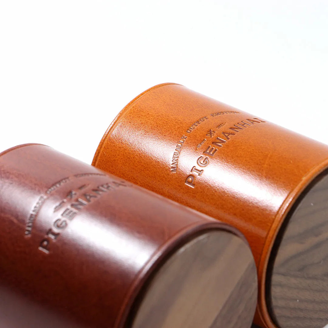 High End Handmade Genuine Leather Solid Wood Pen Holder Cowhide Office Stationery Storage Pen Holder Desk Organizer