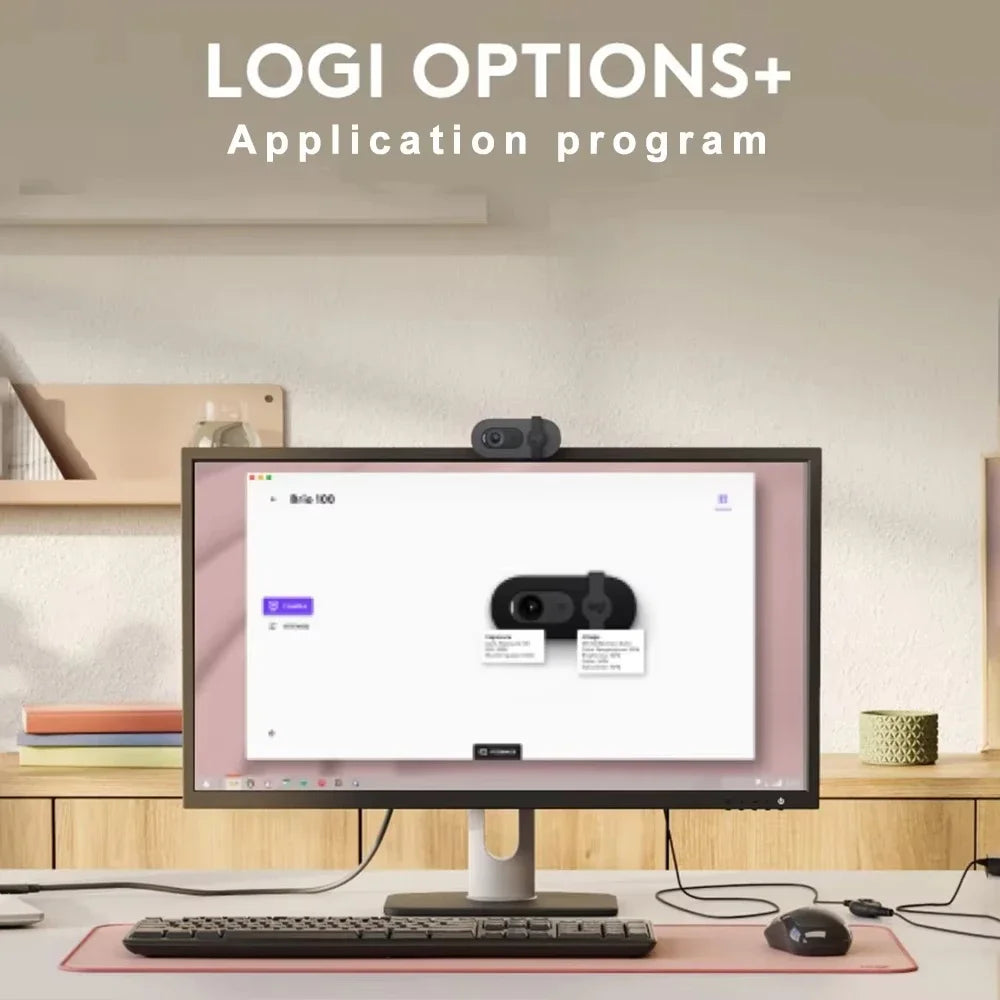 NewOriginal Logitech Brio 90 HD 1080p webcam with automatic light balancing integrated privacy shutter and built-in