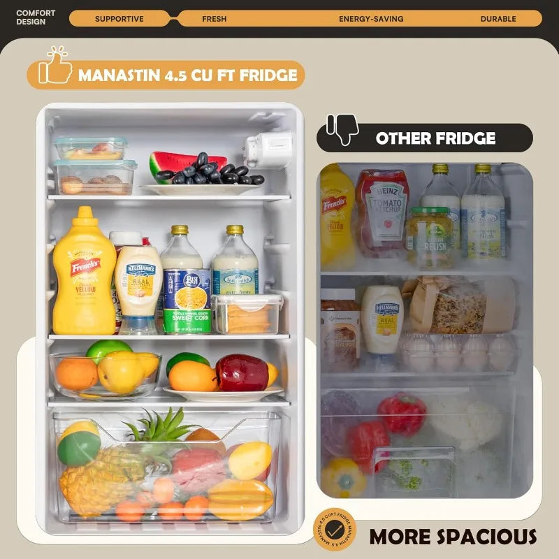 4.5 Cu.Ft Mini Fridge with Freezer Small Refrigerator with 2 Doors for Kitchen Dorm Office and Bedroom Mini Fridge