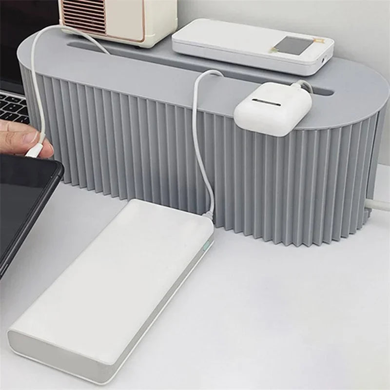 Plastic Practical Bedroom Tabletop Socket Cable Storage Case Easy to Use Cable Storage Box Portable Daily