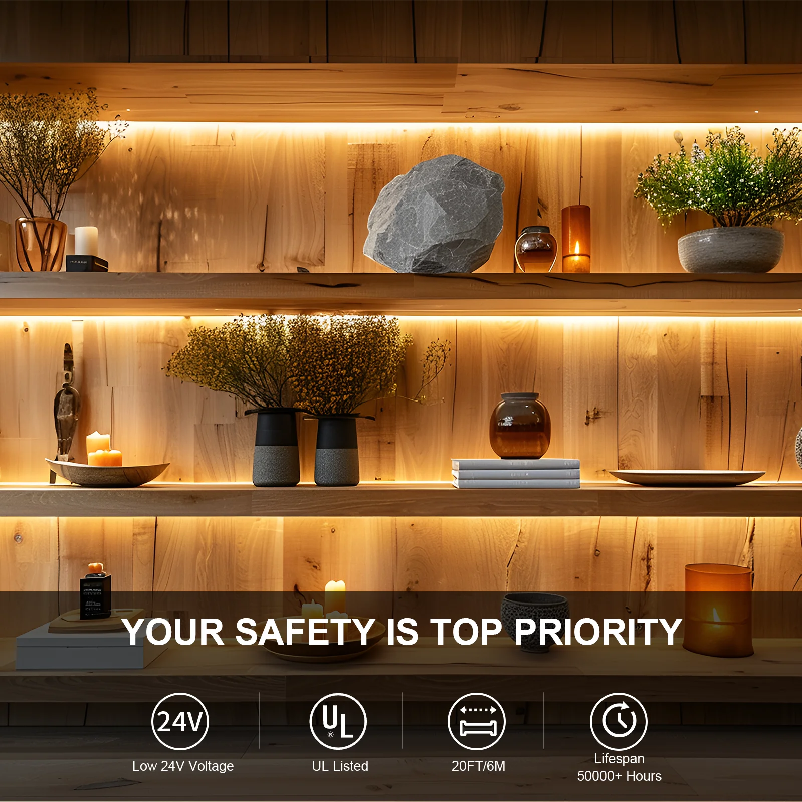 COB LED Strip Light 6m 324led/m Warm/Natural/Cold White High CRI 90+ with RF Remote Light Strip Flexible for Bedroom