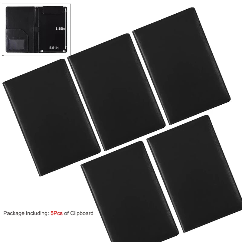 A5 / B5 Leather Padfolio Portfolio File Folder Clipboard Document Holder Business Contract Paper Clamp Writing Pad