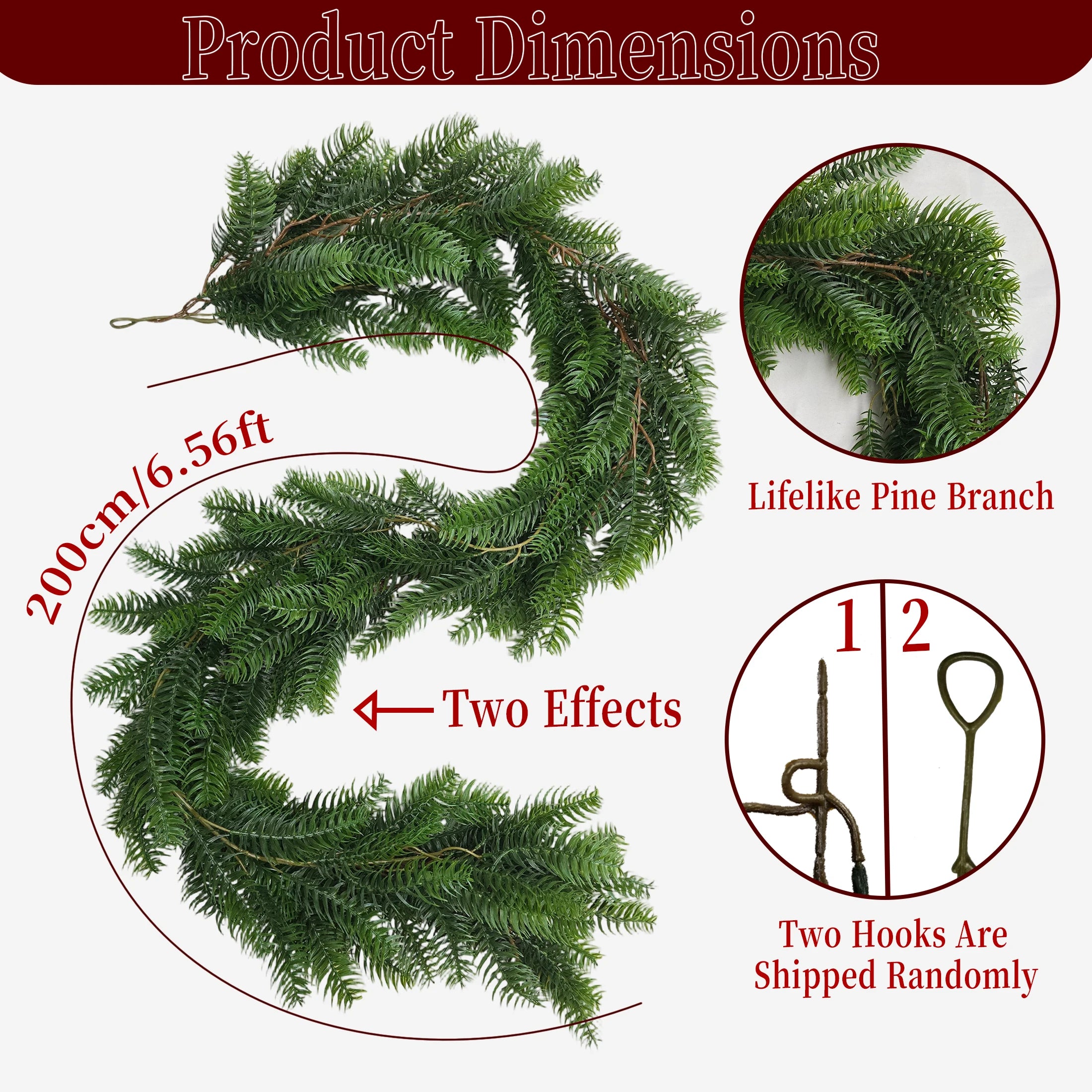 1.8/2M Artificial Christmas Wreath Garland 2025 Christmas Decor Fake Plant Fall Decor Home Room Decor Thanksgiving