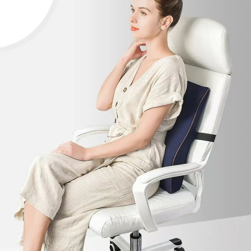 44*37*12cm Chair Backrest Memory Foam Back Pillow Ergonomic Waist Support Lumbar Protection Pillows Removable Cover