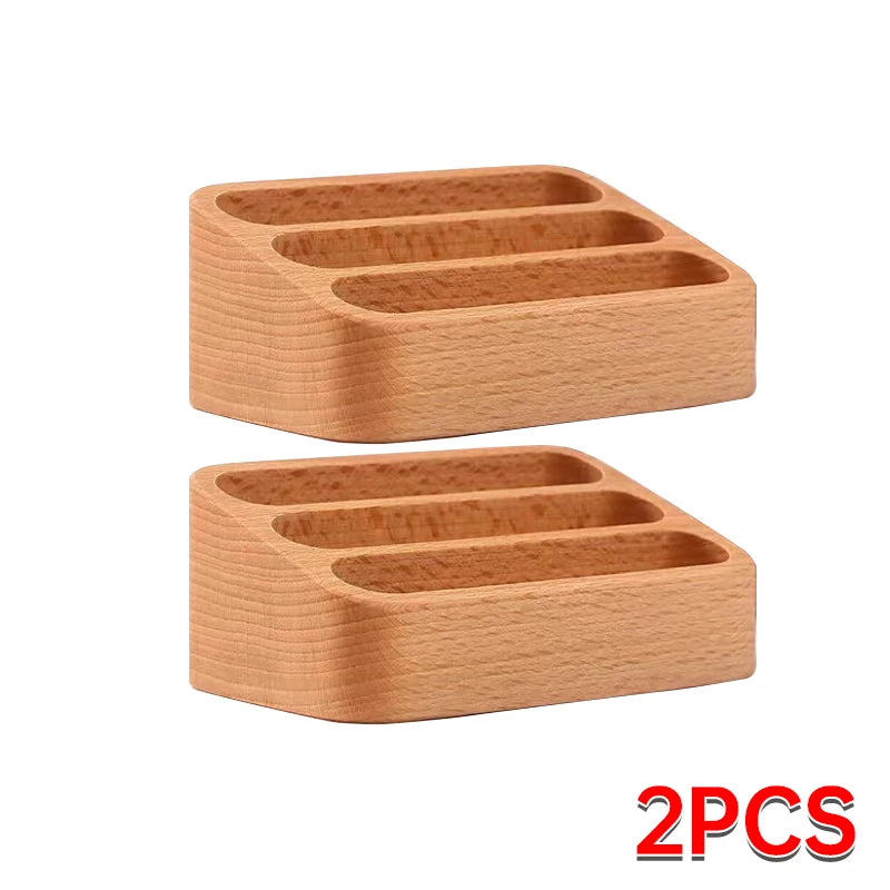 Wood Desktop Business Card Display Stand Business Card Holder Memo Holder Storage Wood Card Organizer for Office Table