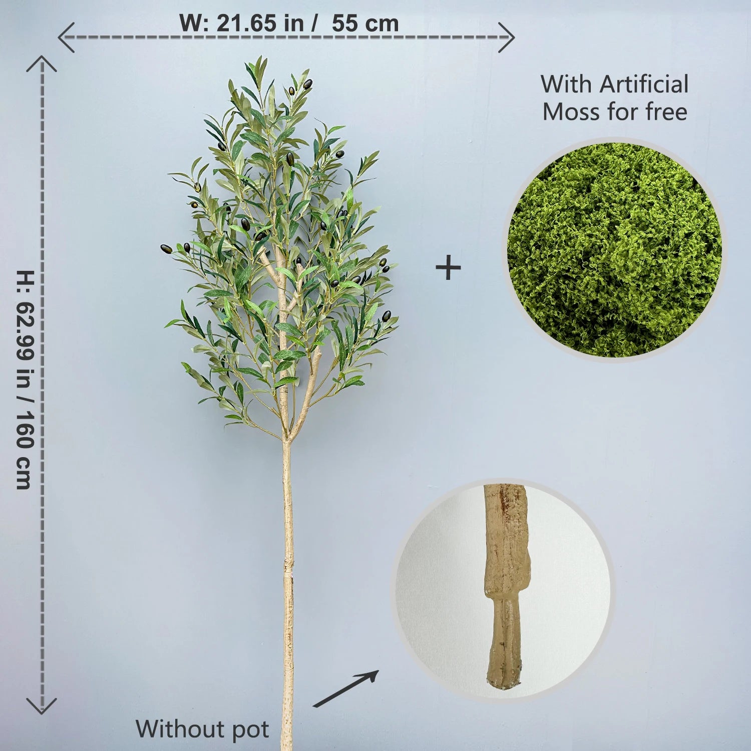 65-200CM Artificial Olive Plant tree High Branches Faux plant Plastic Leaf Ornamental indoor Artificial Plant for Home